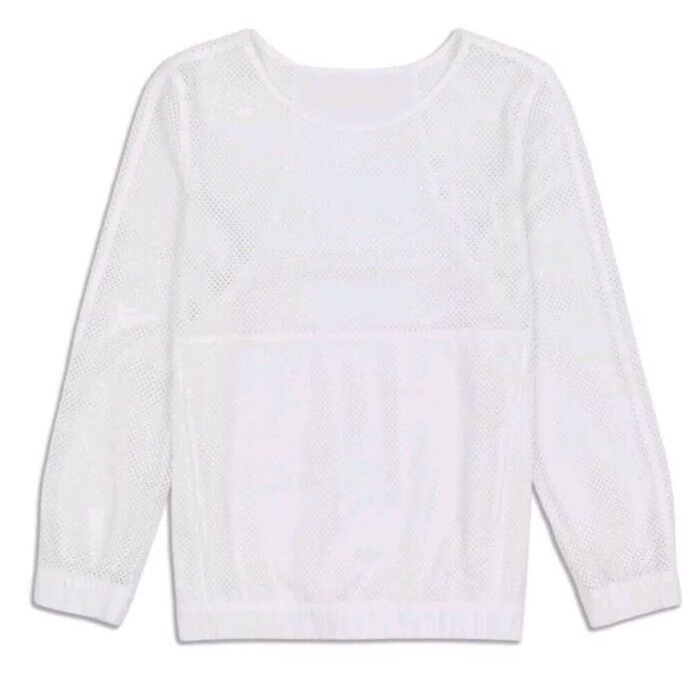 Lululemon White Mesh on Mesh Size Small Long Sleeve Pullover Workout Yoga Top